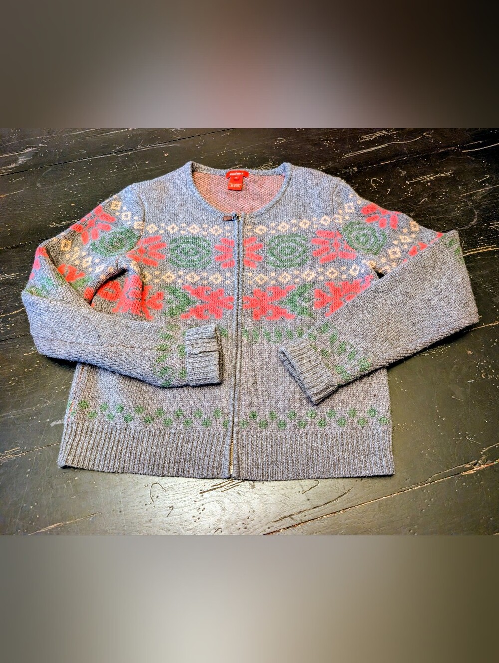 Sundance Full-zip Medium Fair Isle Nordic Cardigan Lambswool Sweater Cabincore
